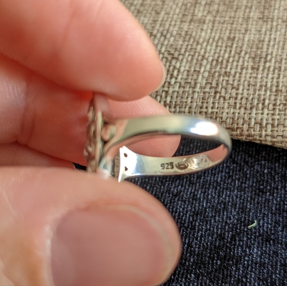 Vintage Sterling Silver Filigree Shield Ring Size 6 .925 Thailand - Picture 4 of 4